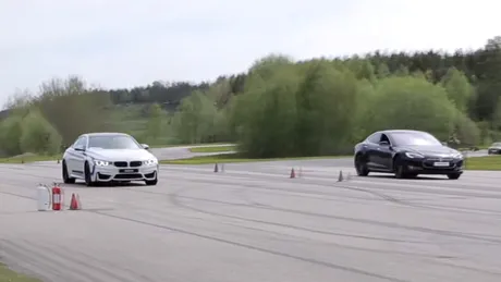 Benzină versus electric: BMW M4 se ia la întrecere cu Tesla Model S P85D (VIDEO)